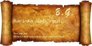 Barinka Györgyi névjegykártya